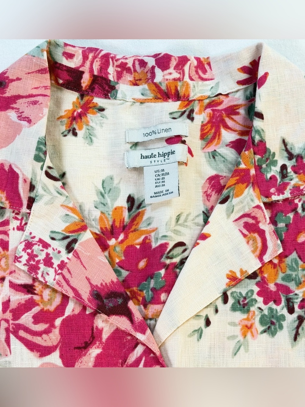 Haute Hippie Linen Floral Patchwork Matching Set Size Medium EUC - Picture 6 of 15